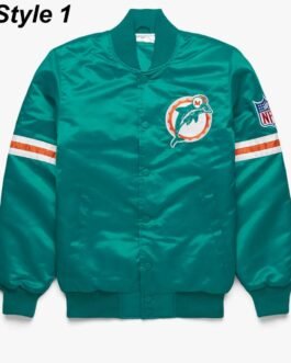 Bomber Miami Dolphins Teal Green Satin Jacket