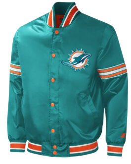 Midfield Miami Dolphins Aqua Varsity Satin Jacket