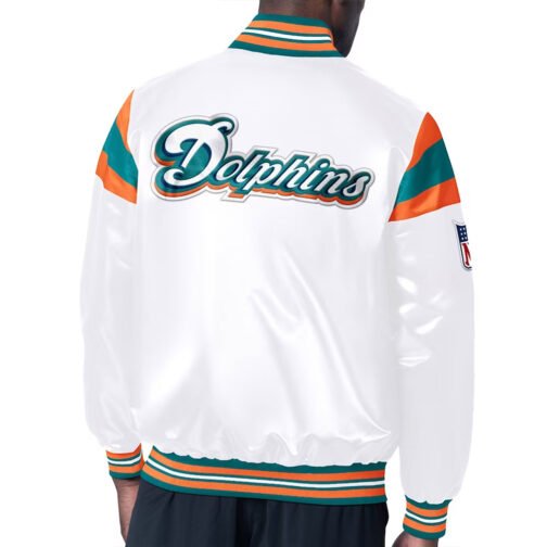 Miami Dolphins Midweight White Satin Jacket - Image 2