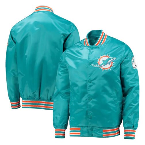 Miami Dolphins Aqua Retro The Diamond Satin Jacket - Image 3