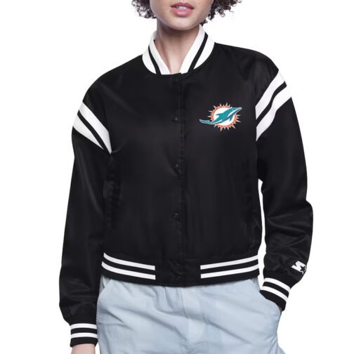 Miami Dolphins Printed Logo Varsity Satin Jacket