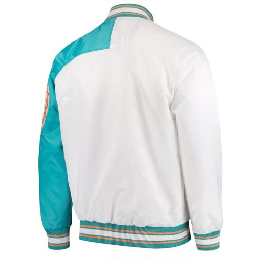 White Miami Dolphins Start of Season Retro Satin Jacket - Image 2