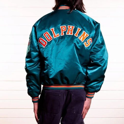 Miami Dolphins Team Aqua Satin Jacket - Image 2