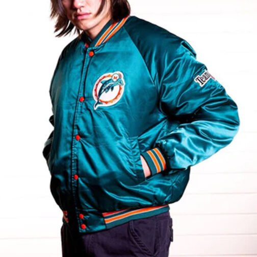 Miami Dolphins Team Aqua Satin Jacket - Image 3