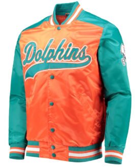 Orange The Tradition II Miami Dolphins Satin Jacket