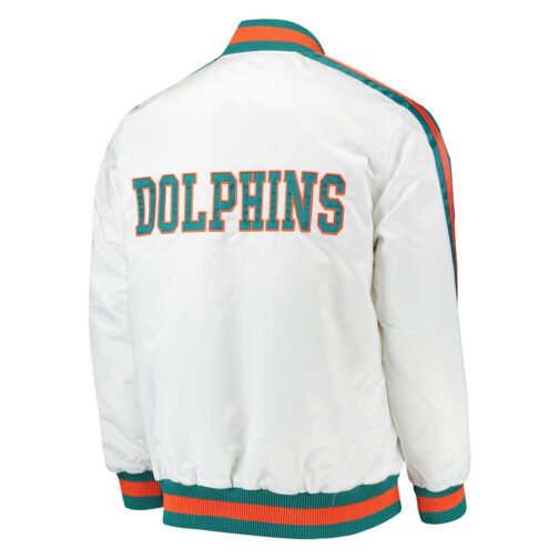 Throwback D-Line Miami Dolphins White Jacket - Image 2