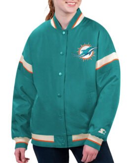 Miami Dolphins Tournament Aqua Varsity Jacket