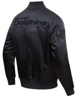 Miami Dolphins Triple Black Satin Jacket