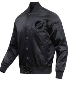 Miami Dolphins Triple Black Satin Jacket