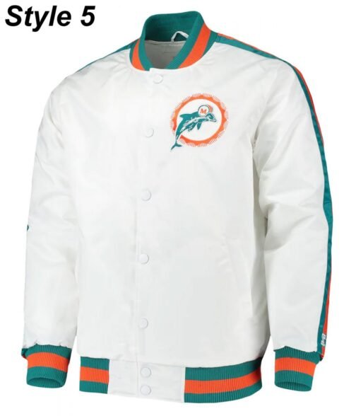 Bomber Miami Dolphins Teal Green Satin Jacket - Image 11