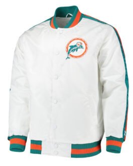 Throwback D-Line Miami Dolphins White Jacket