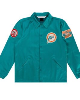 Miami Dolphins Aqua Green Satin Windbreaker