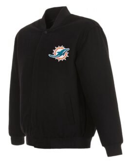 Varsity Miami Dolphins Black Wool Jacket
