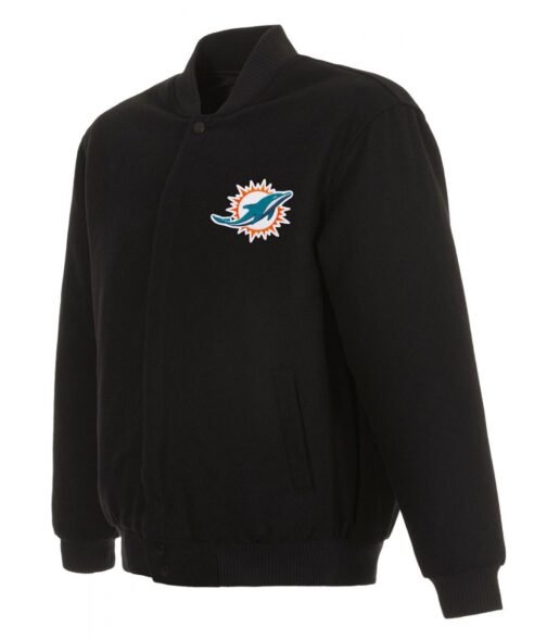Varsity Miami Dolphins Black Wool Jacket