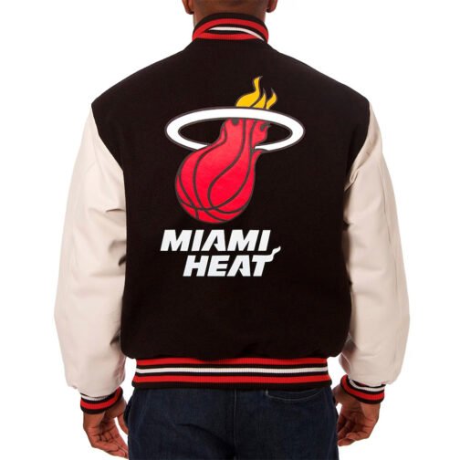 Miami Heat Black and White Varsity Jacket - Image 2