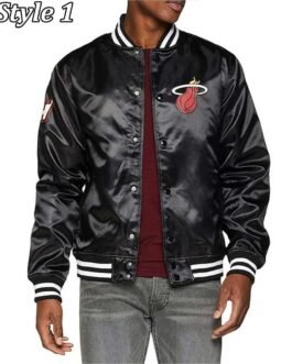 Miami Heat New Era Black Satin Jacket