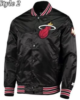 Miami Heat New Era Black Satin Jacket