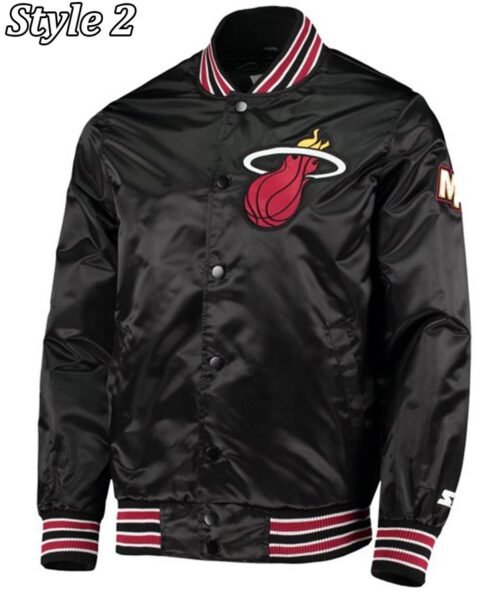 Miami Heat New Era Black Satin Jacket - Image 2