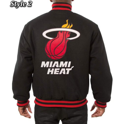 Varsity Miami Heat Embroidered Black Wool Jacket - Image 4