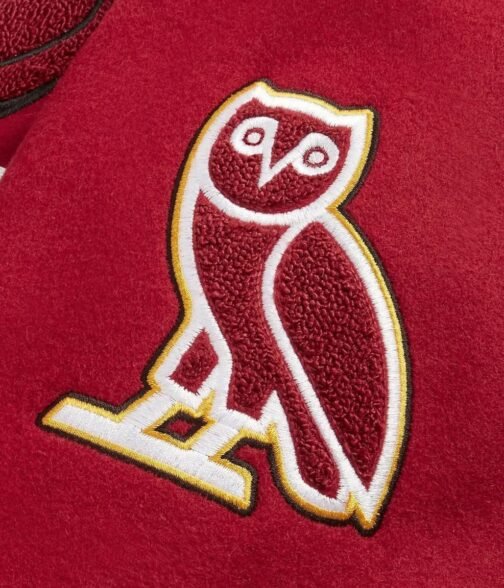 OVO Miami Heat Varsity Wool Burgundy Jacket - Image 8