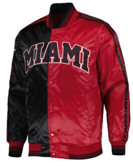 Miami Heat Fast Break Varsity Black/Red Satin Jacket