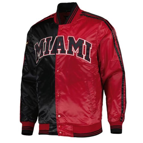 Miami Heat Fast Break Varsity Black/Red Satin Jacket