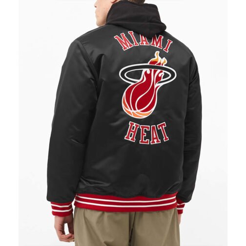 Miami Heat Heavyweight Black Satin Jacket - Image 3