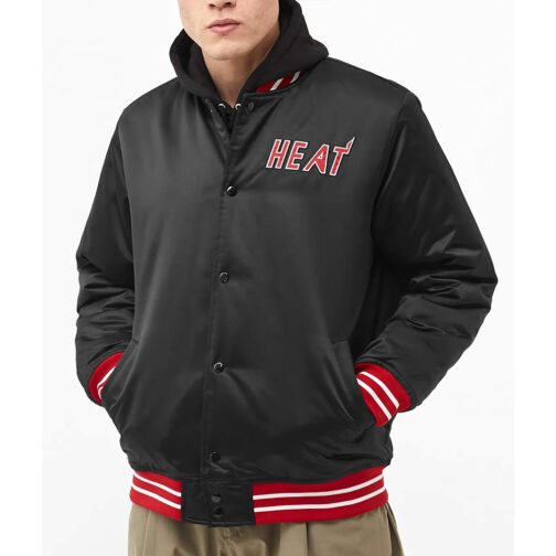 Miami Heat Heavyweight Black Satin Jacket - Image 2