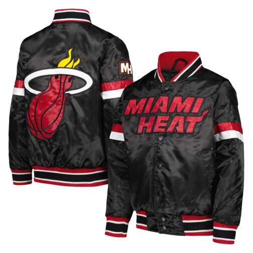 Miami Heat Home Game Black Satin Jacket - Image 3