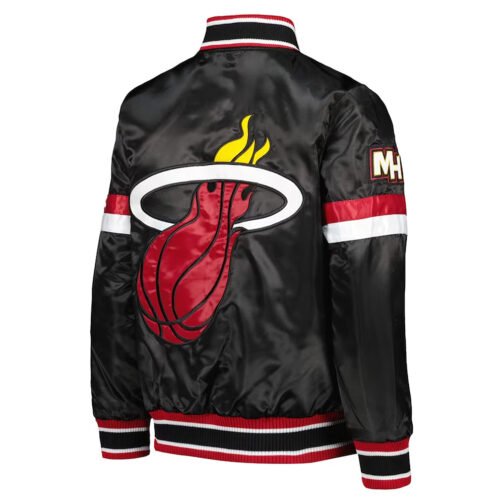 Miami Heat Home Game Black Satin Jacket - Image 2