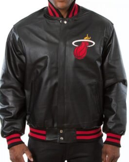 Varsity Miami Heat Black Leather Jacket