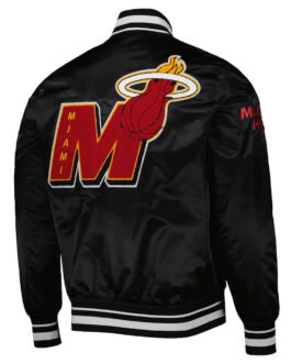 Miami Heat Mash Up Bomber Black Satin Jacket