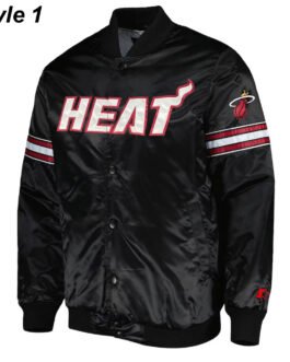 Pick & Roll Miami Heat Black Varsity Satin Jacket