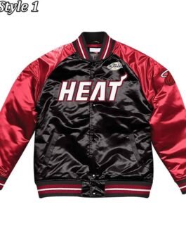Tough Season Miami Heat Red and Black Varsity Satin Jacket