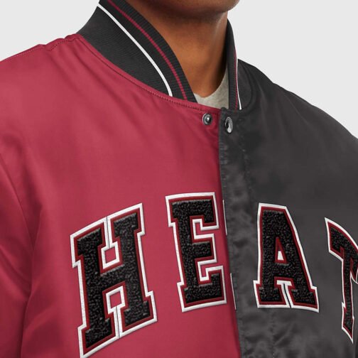 Varsity Miami Heat Red and Black Satin Jacket - Image 3