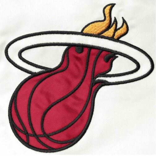 Miami Heat Renegade White/Red Varsity Satin Jacket - Image 5