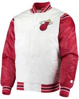 Miami Heat Renegade White/Red Varsity Satin Jacket