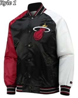Miami Heat Reliever Full-Snap Black and Red Satin Jacket