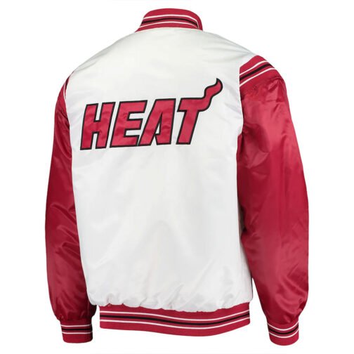 Miami Heat Renegade White/Red Varsity Satin Jacket - Image 2