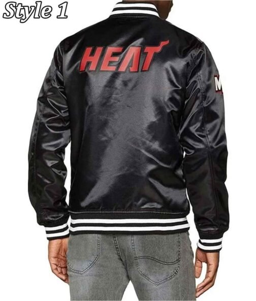 Miami Heat New Era Black Satin Jacket - Image 3