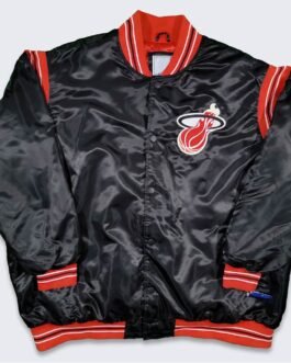 Miami Heat Teddy Black Varsity Satin Jacket