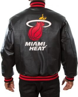 Varsity Miami Heat Black Leather Jacket