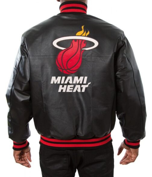 Varsity Miami Heat Black Leather Jacket - Image 2