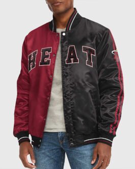 Varsity Miami Heat Red and Black Satin Jacket