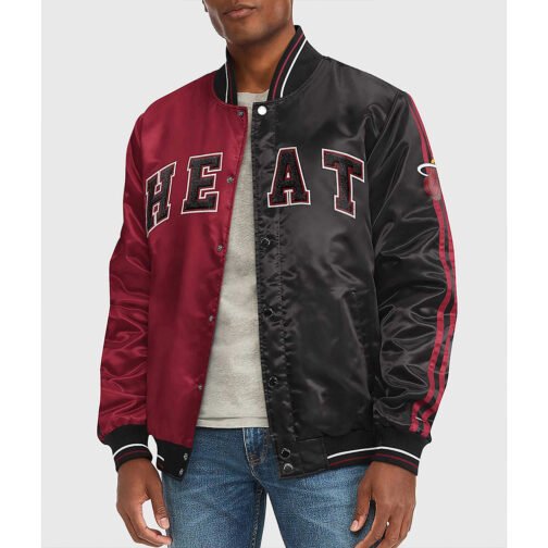 Varsity Miami Heat Red and Black Satin Jacket