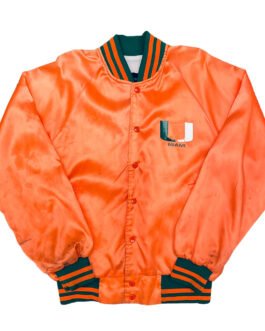 1980’s Miami Hurricanes Spellout Orange Satin Jacket