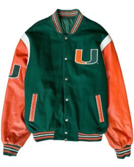 Miami Hurricanes Varsity Green and Orange Jacket
