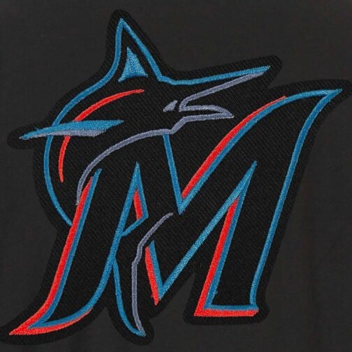 Miami Marlins Accent Varsity Black Wool Jacket - Image 3