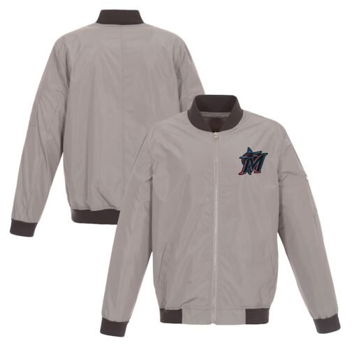 Miami Marlins Bomber Lightweight Nylon Jacket - Image 3