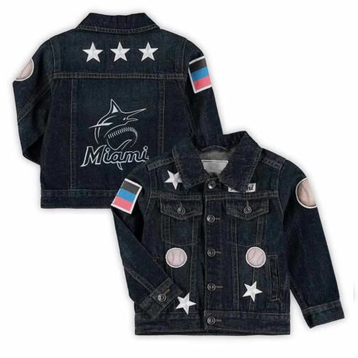 Miami Marlins Toddler Button-Up Denim Jacket - Image 3
